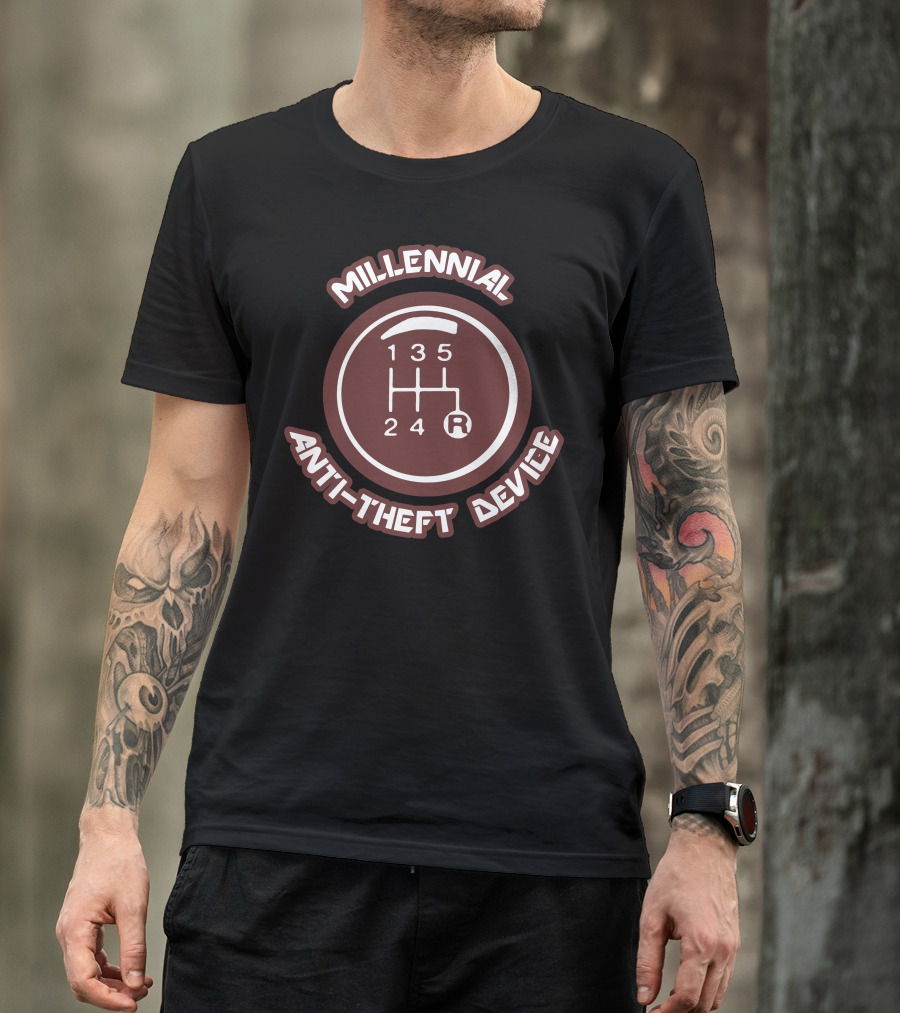 Manual Gear Shift Millennial Anti Theft Device T-Shirt