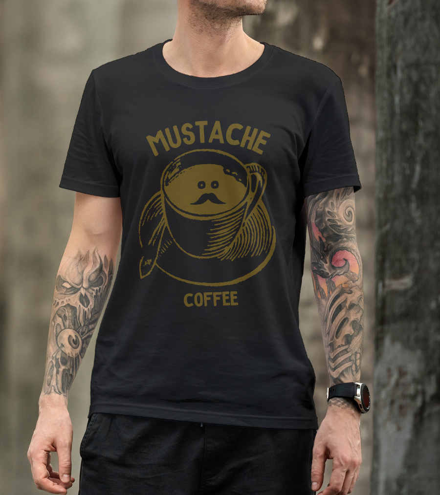 Mustache Coffee Cup With Saucer And Spoon T-Shirt