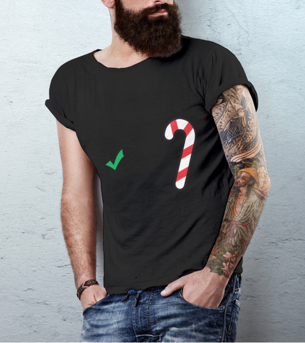 Naughty Nice I Tried Candy Cane Checkmark Christmas T-Shirt