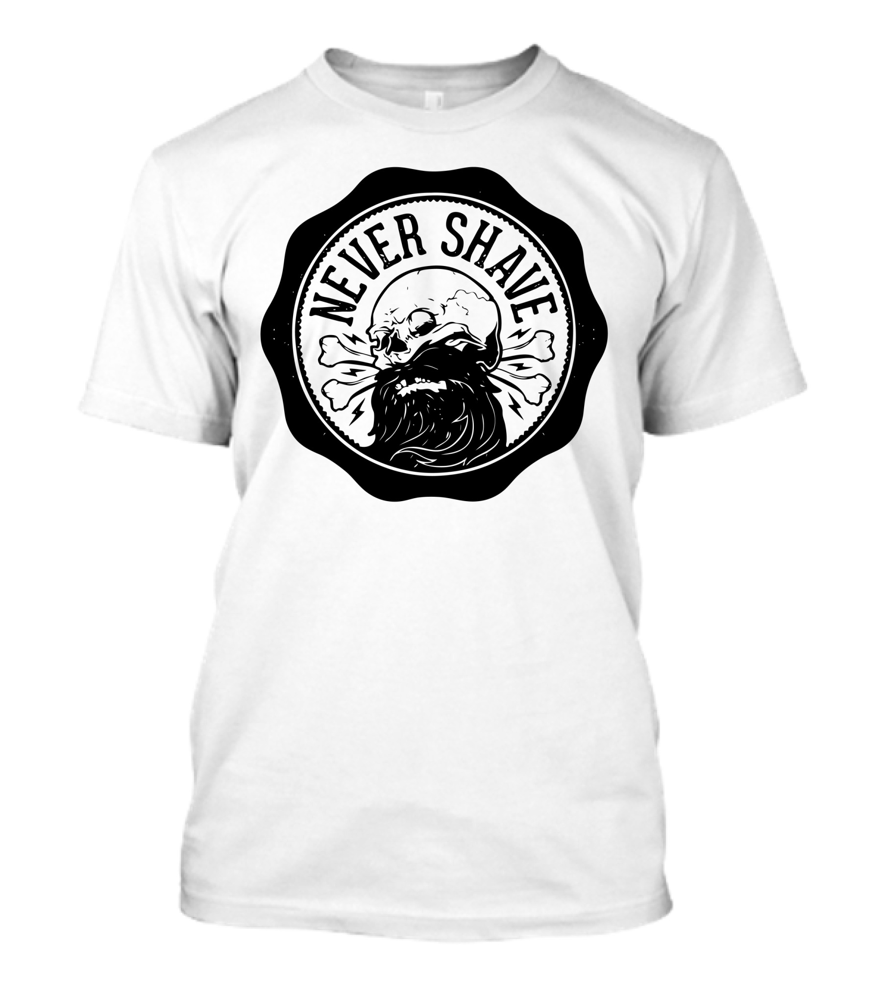 Never Shave Skull With Crossbones And Beard T-Shirt
