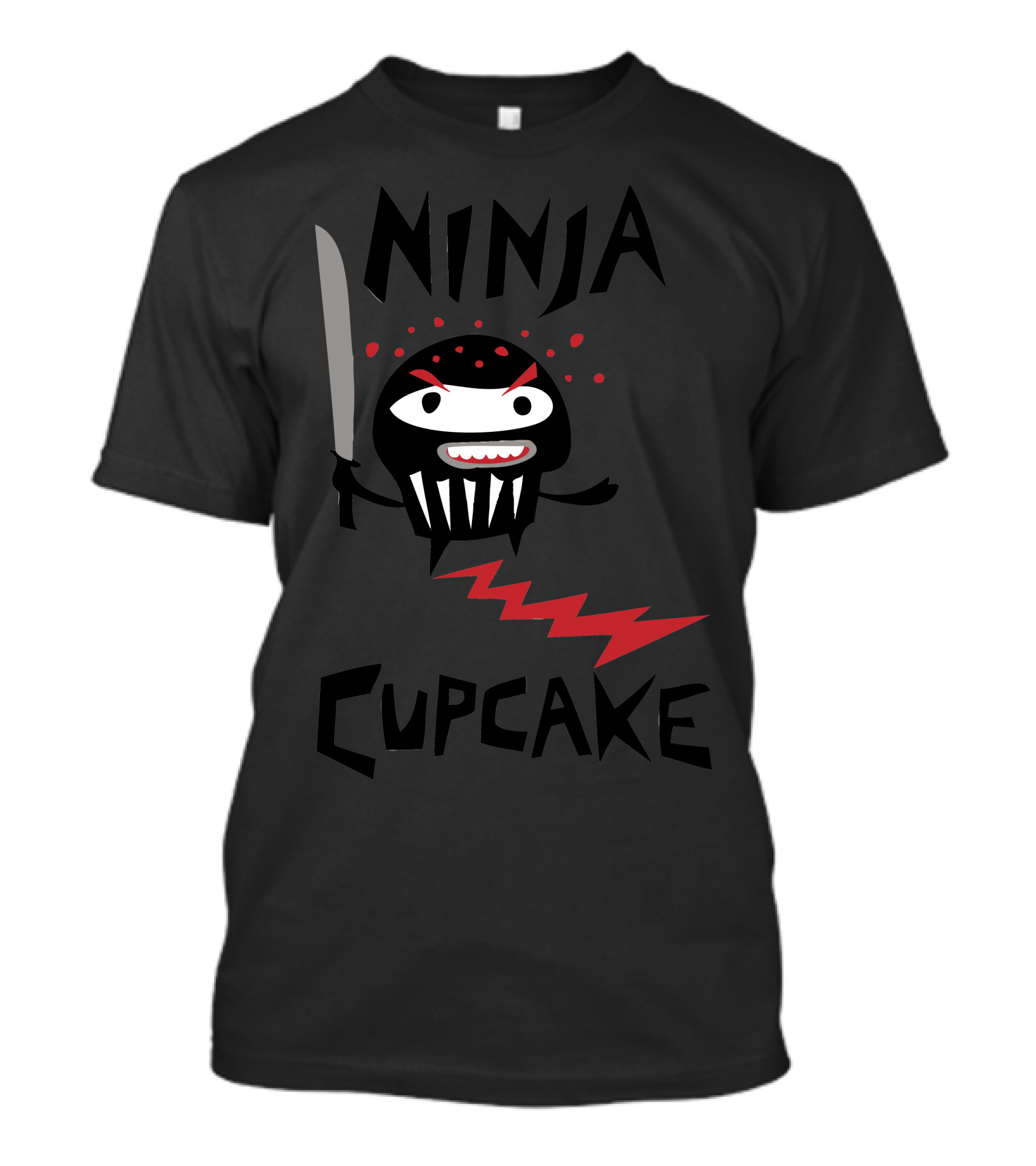 Ninja Cupcake Sword Lightning Black Red T-Shirt