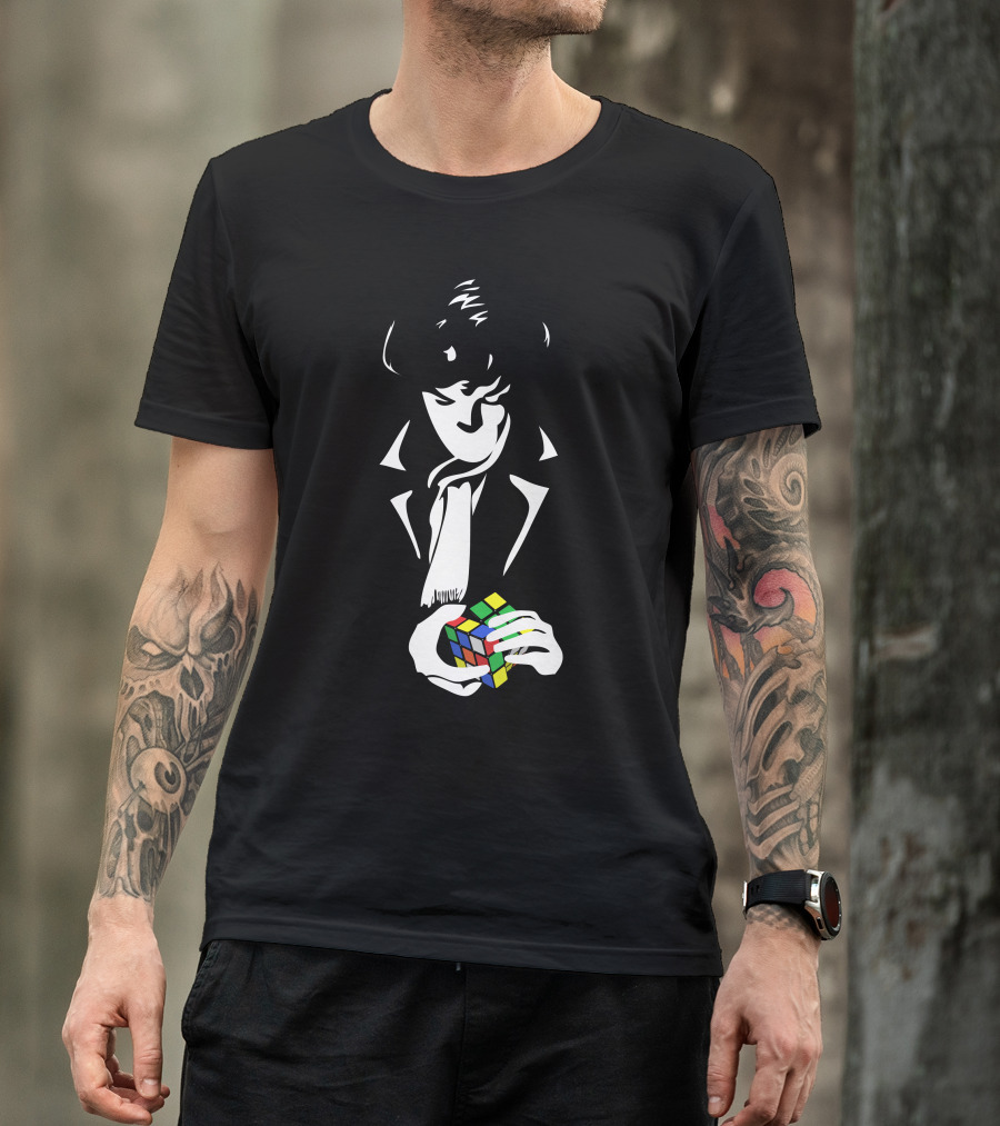 Mysterious Solver Holding Rubik's Cube Solving Puzzles T-Shirt