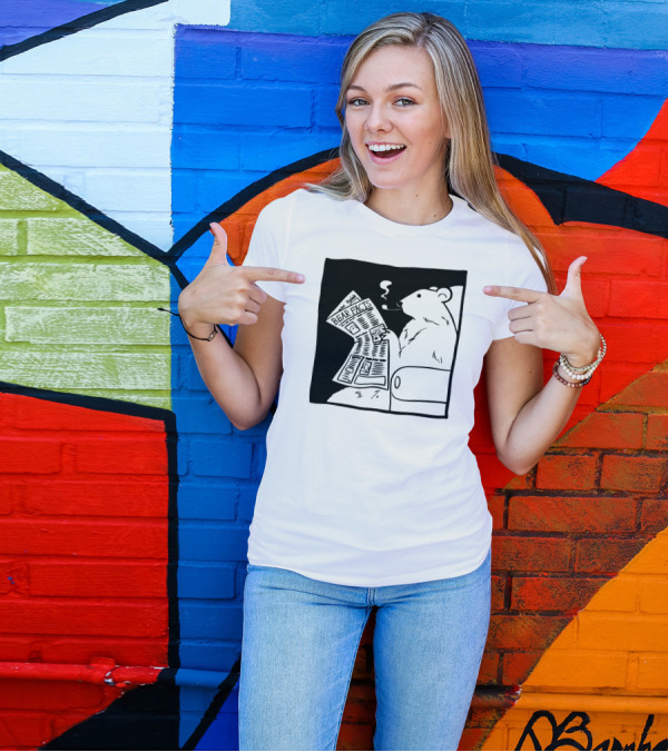 Bear Facts Newspaper Smoky Lounge Scene T-Shirt
