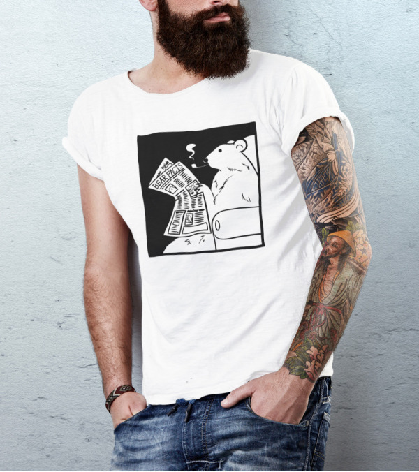 Bear Facts Newspaper Smoky Lounge Scene T-Shirt