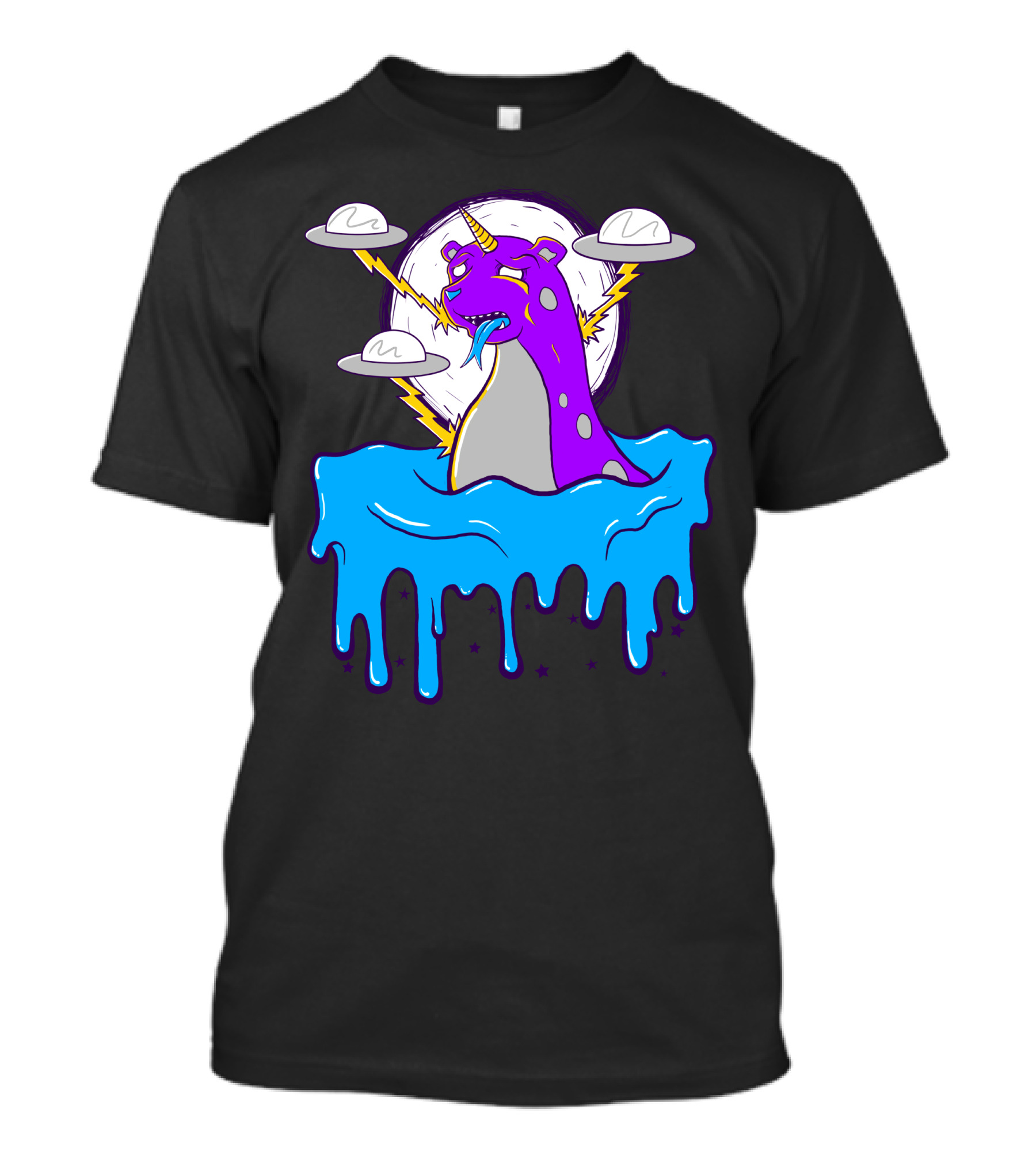 Beargon Vs Alien Spaceships In Dripping Cosmic Showdown T-Shirt