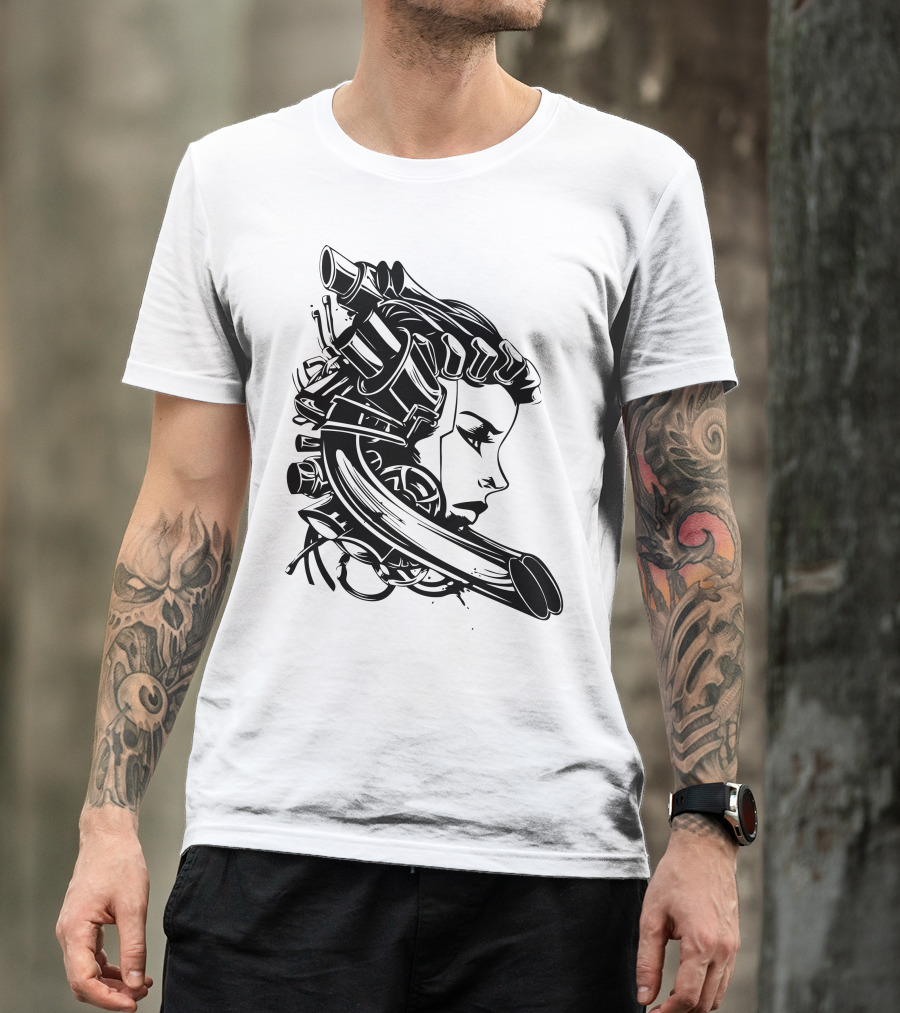 Biker Gal Engine Head T-Shirt