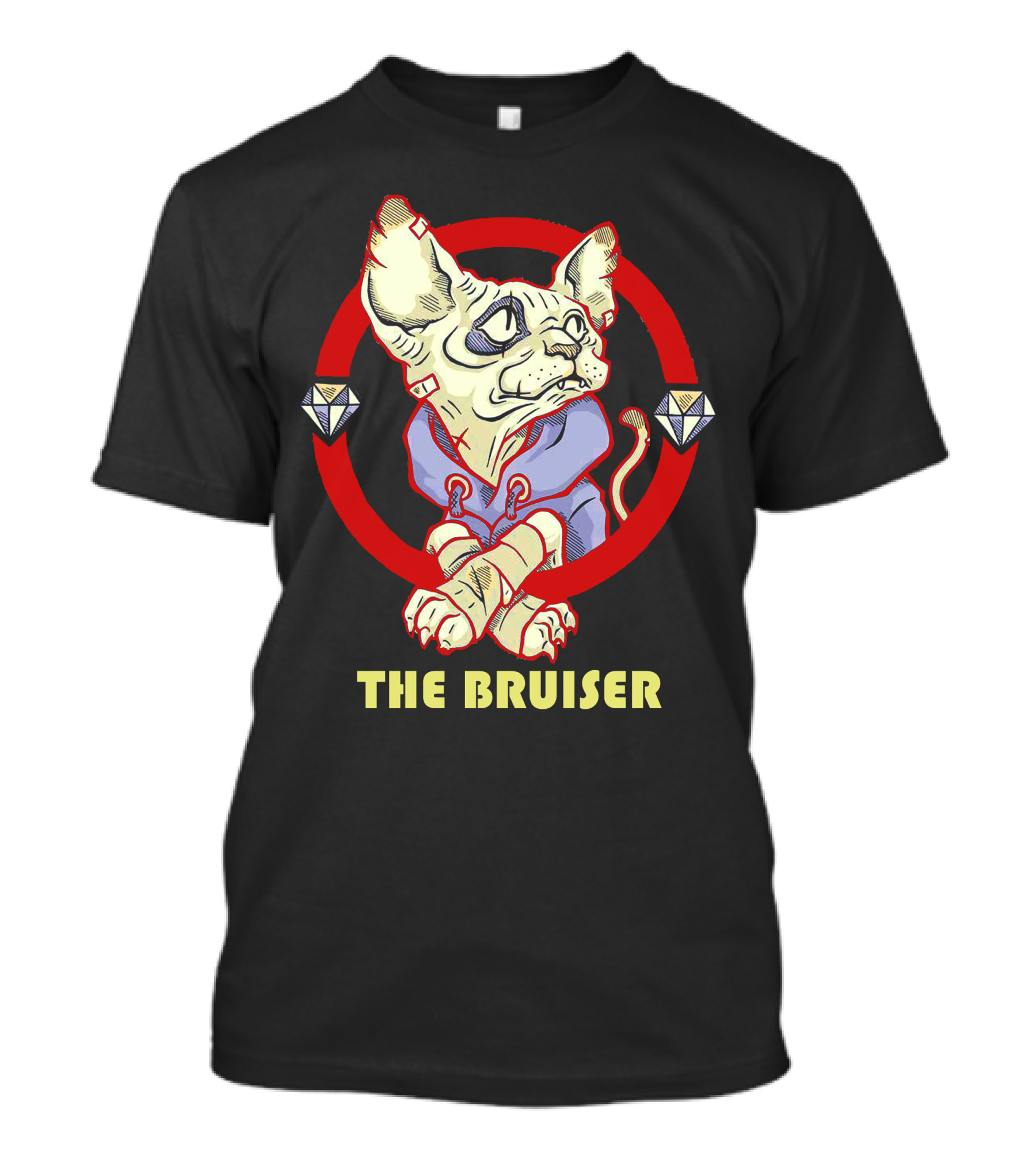 Sphynx Cat The Bruiser In Hoodie With Diamonds And Red Circle T-Shirt