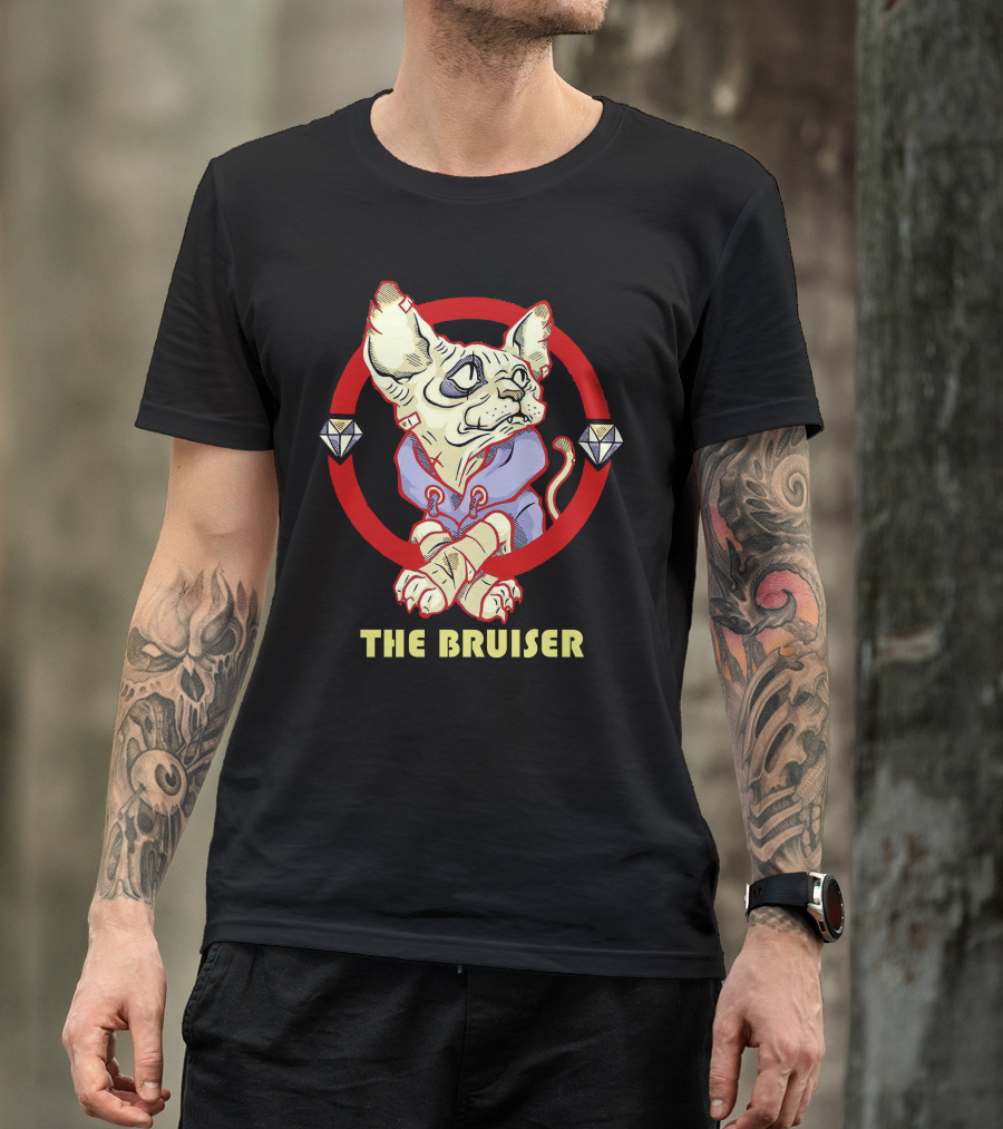 Sphynx Cat The Bruiser In Hoodie With Diamonds And Red Circle T-Shirt