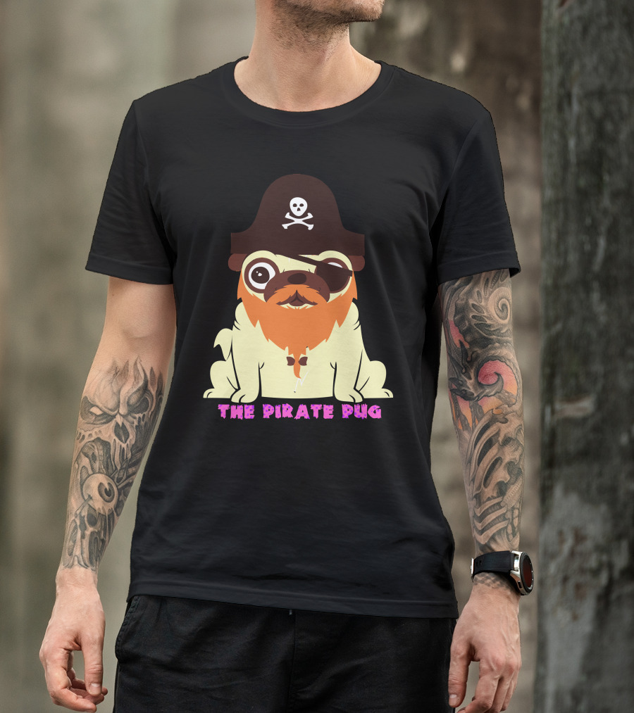 The Pirate Pug Skull And Crossbones Hat T-Shirt