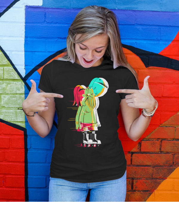 Too Rad For Registration Roller Skating Abstract Character With Helmet And Vibrant Colors T-Shirt