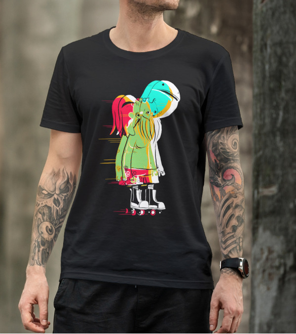 Too Rad For Registration Roller Skating Abstract Character With Helmet And Vibrant Colors T-Shirt