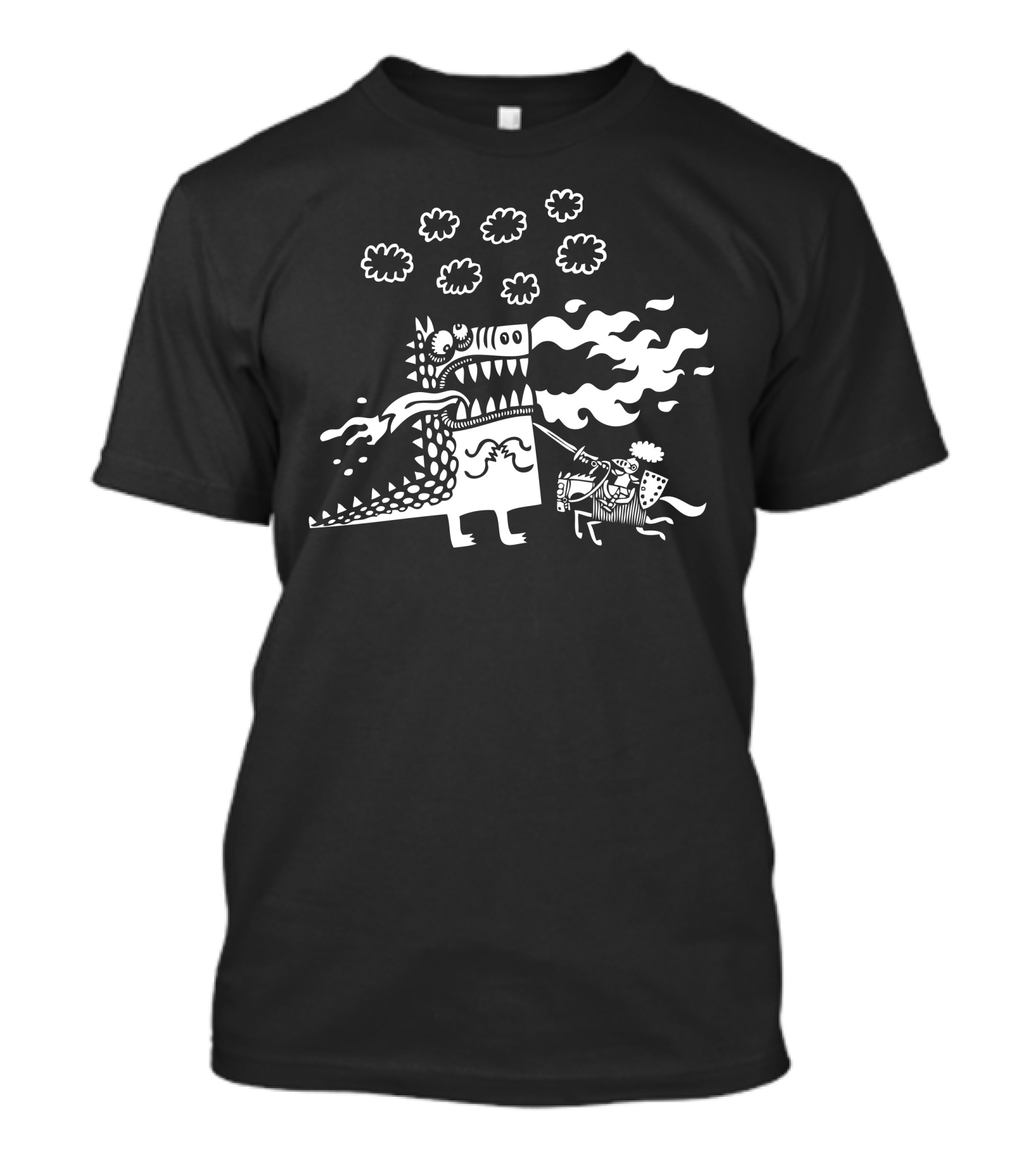 Victory Dragon Knight Battle With Fire-Breathing Creature And Brave Warrior T-Shirt