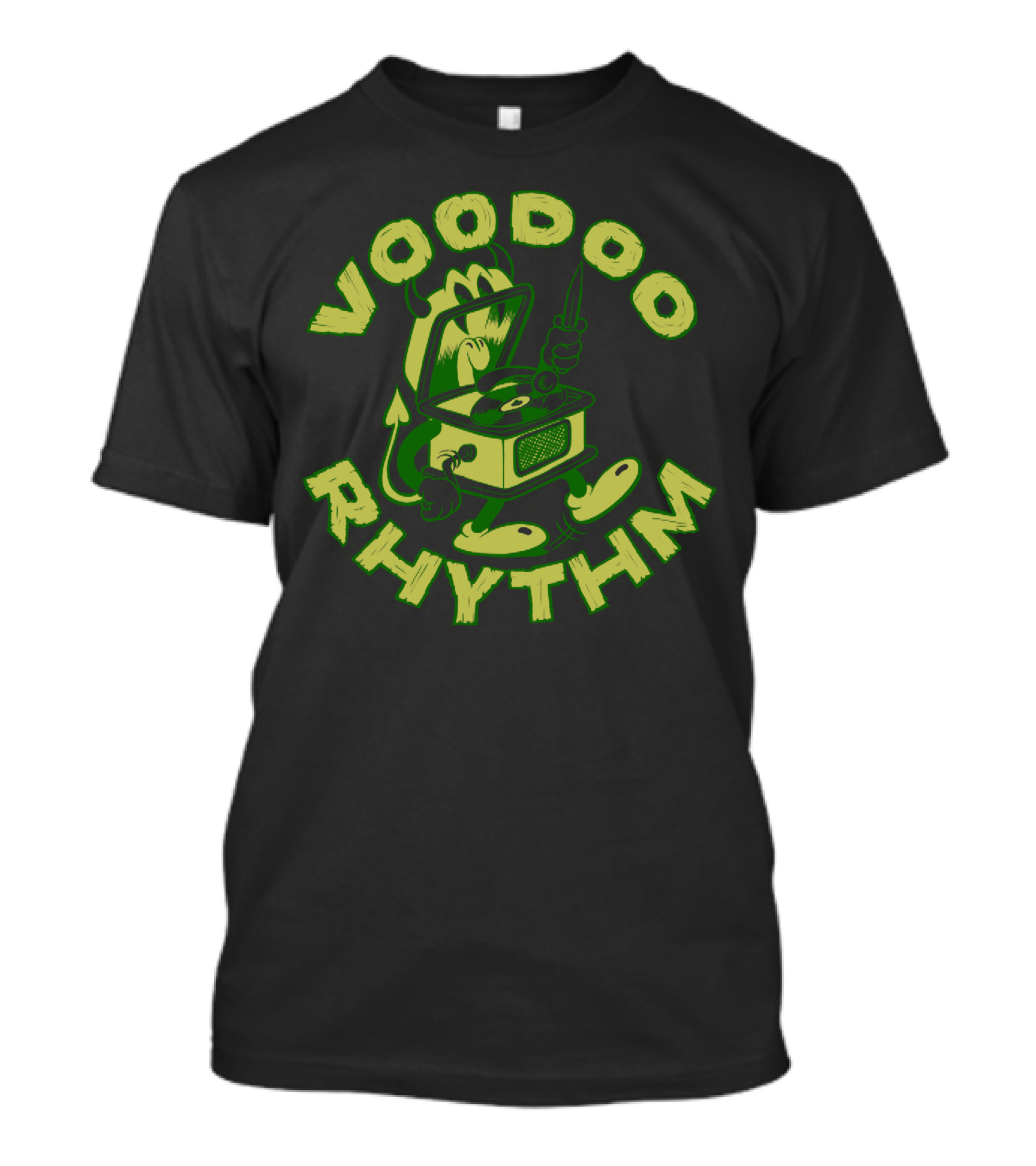 Voodoo Rhythm Cartoon Character Playing Record Player T-Shirt