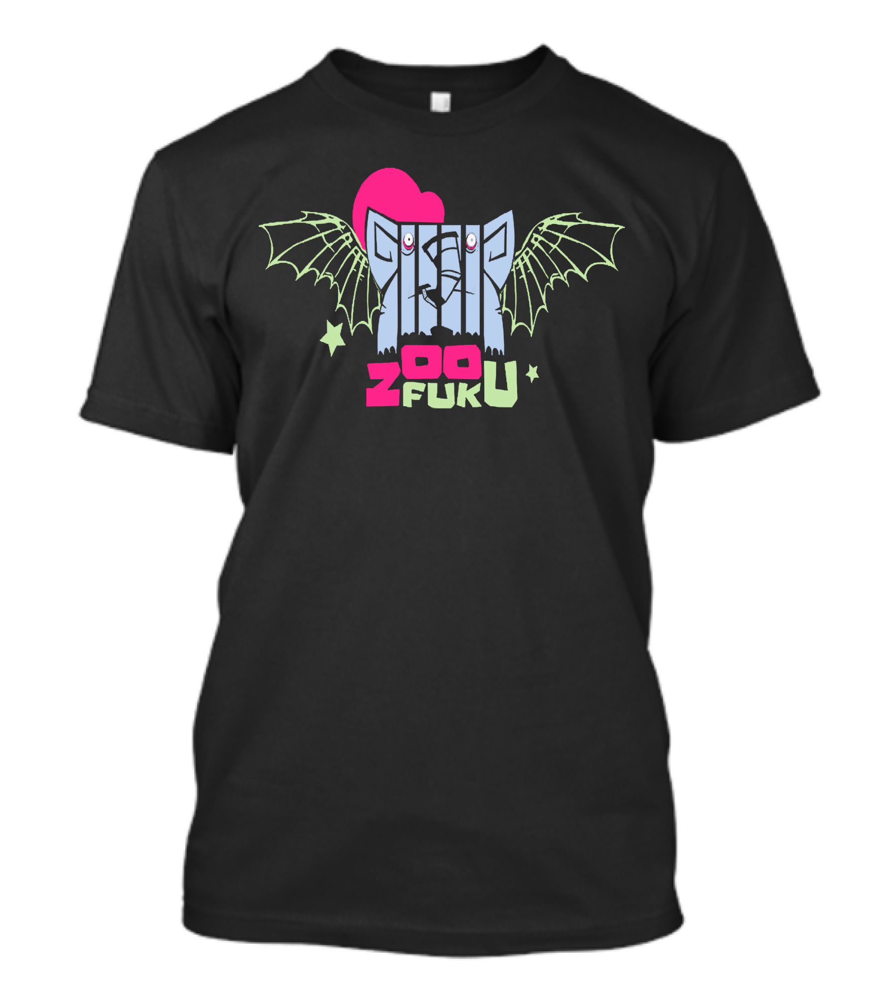 Zoofoku Creepy Bat Wings And Stars T-Shirt