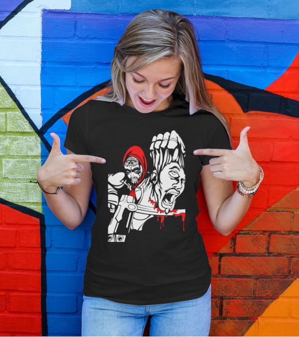 Red Murder Reaper With Scythe And Severed Head T-Shirt