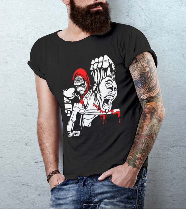 Red Murder Reaper With Scythe And Severed Head T-Shirt