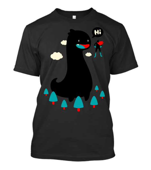 Safe From Harm Hi Friendly Monster And Tiny Hero Among Trees T-Shirt