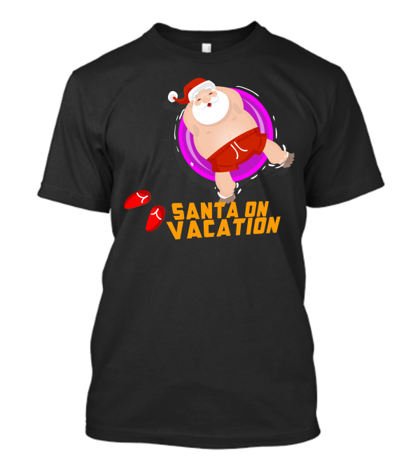 Santa Claus On Vacation Beach Tubing Relaxation T-Shirt
