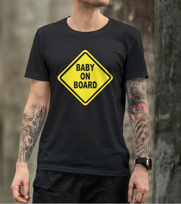 Baby On Board Yellow Caution Sign Bumper Sticker Safety Decal T-Shirt