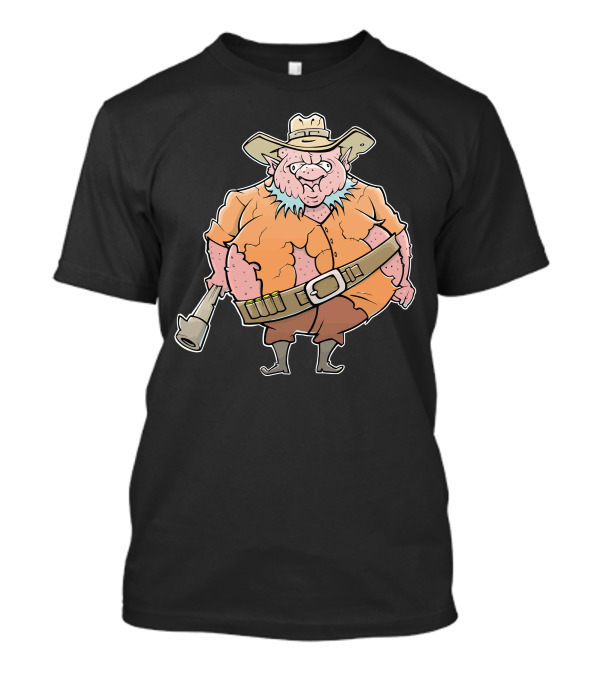 Cowboy Monster Cartoon Character With Hat And Rifle T-Shirt