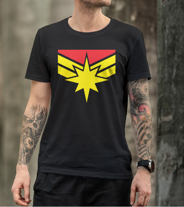 Distressed Captain Marvel Star Emblem Super Heroine T-Shirt
