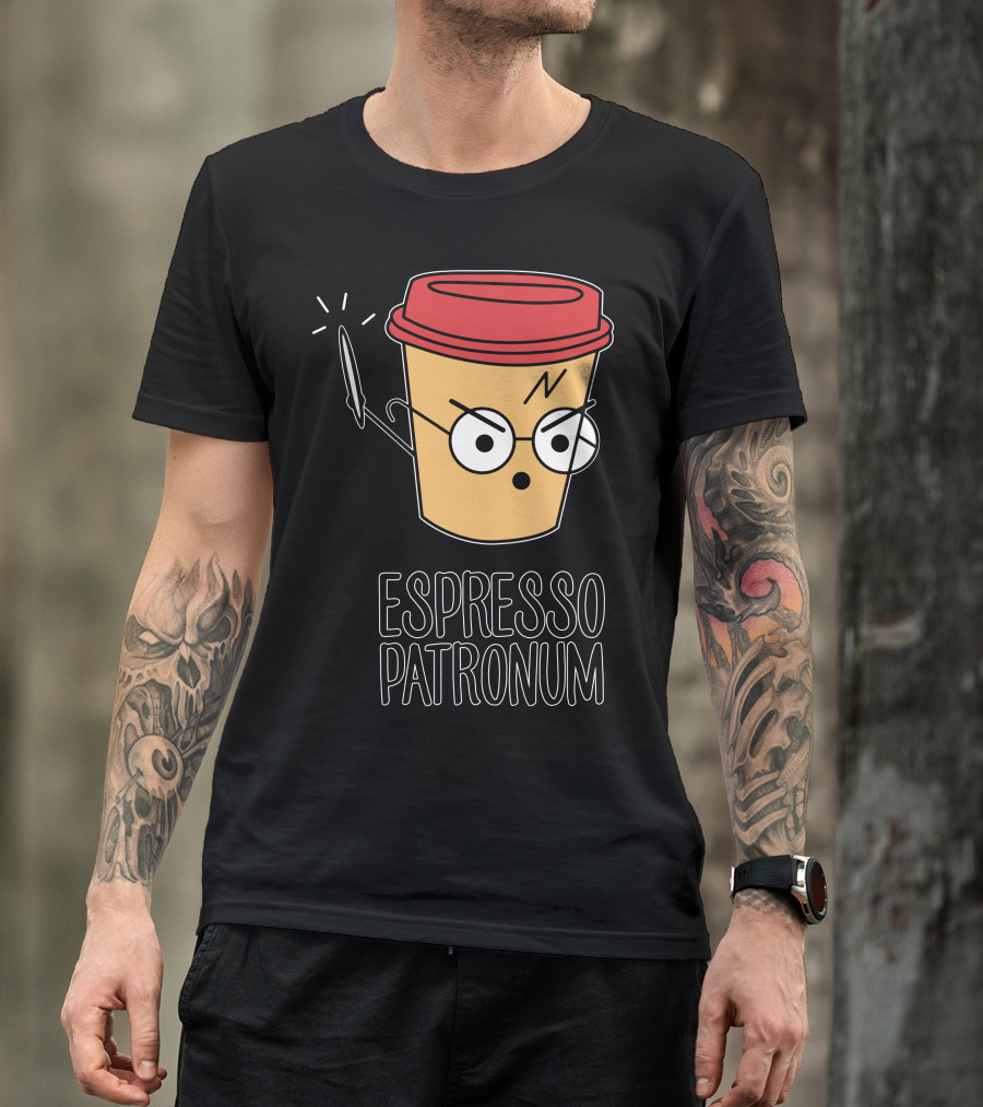 Espresso Patronum Coffee Cup Magic Wand Glasses Iconic Mashup T-Shirt