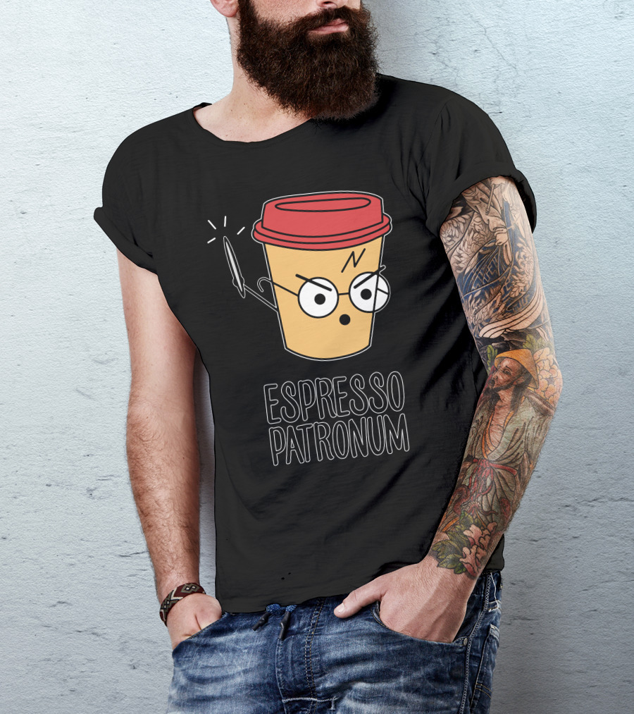 Espresso Patronum Coffee Cup Magic Wand Glasses Iconic Mashup T-Shirt