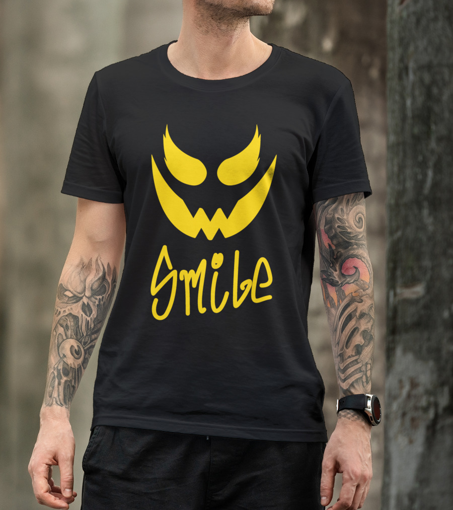 Smile Evil Face Bold Yellow Eyes And Mouth T-Shirt