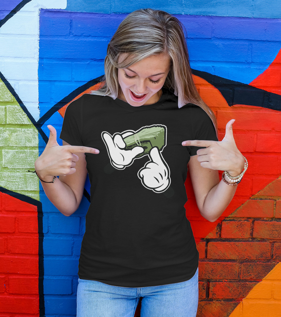 Get Money Cartoon Hands With Stack Of Cash T-Shirt