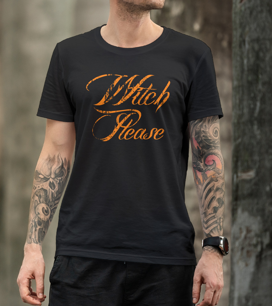 Halloween Witch Please Orange Lettering Halloween T-Shirt