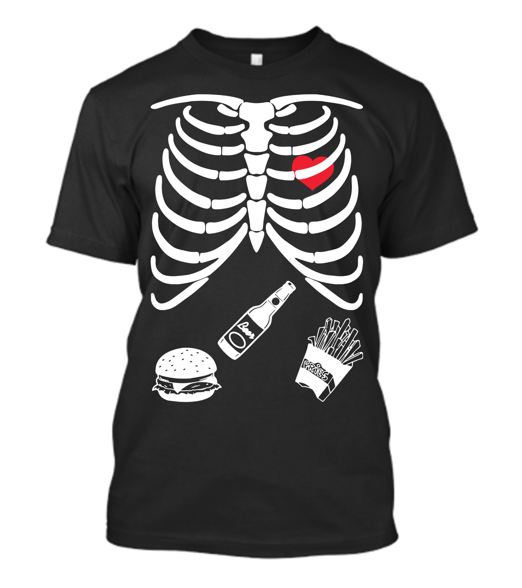 Happy Burger Fries Soda Ribcage Heart T-Shirt