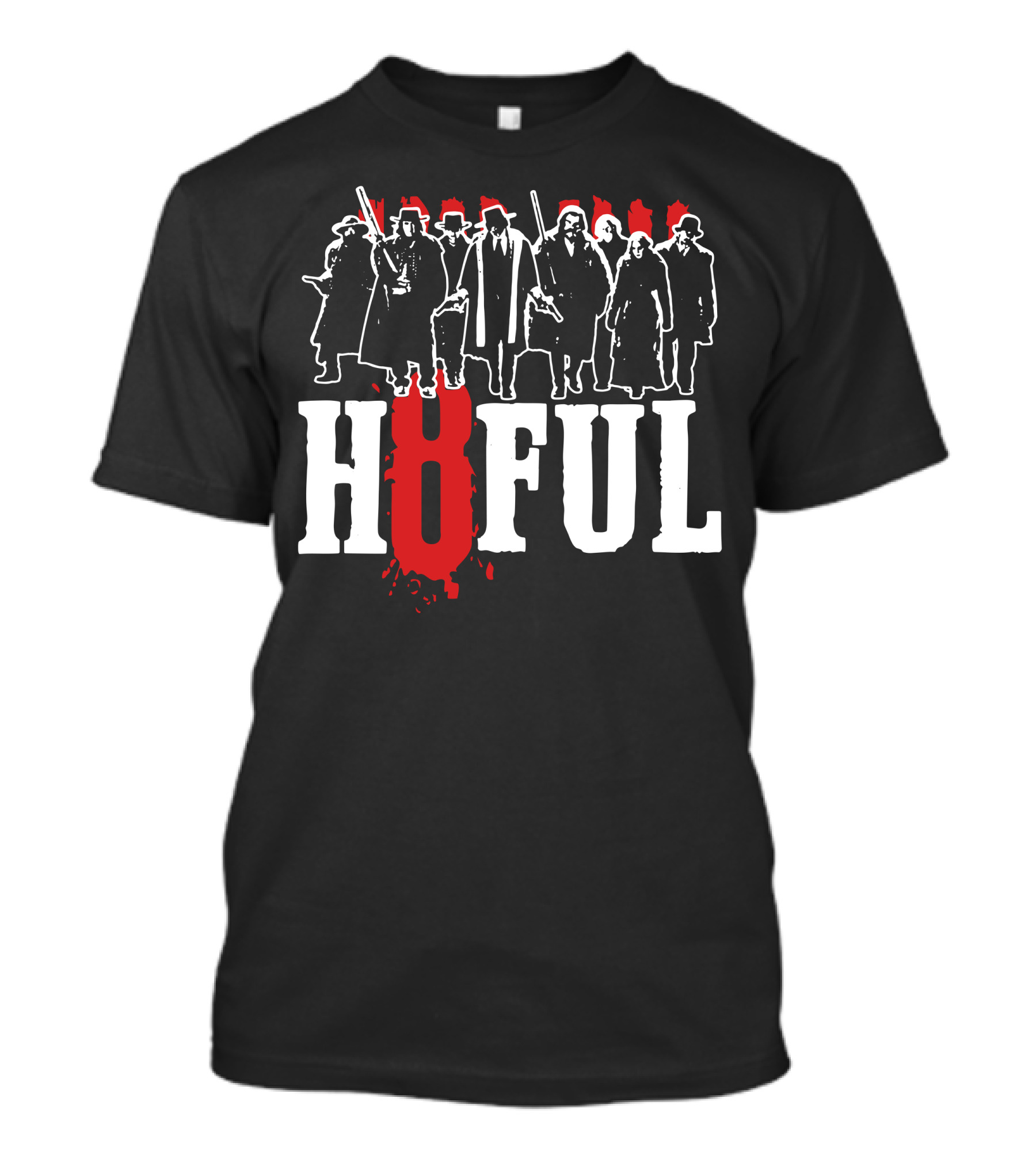 Hateful Eight Character Silhouettes On H8FUL Text T-Shirt