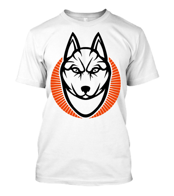 Husky Head With Orange Circle Outline T-Shirt