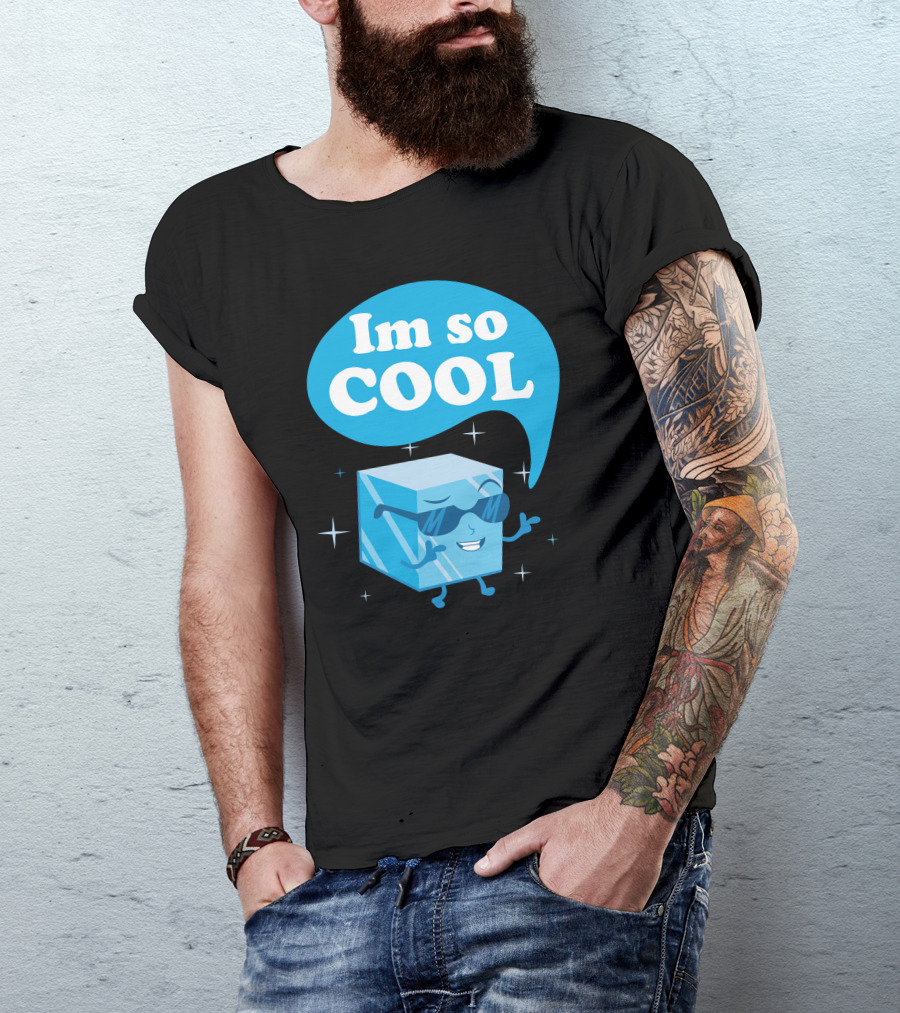 Im So Cool Ice Cube Character In Sunglasses With Blue Speech Bubble T-Shirt