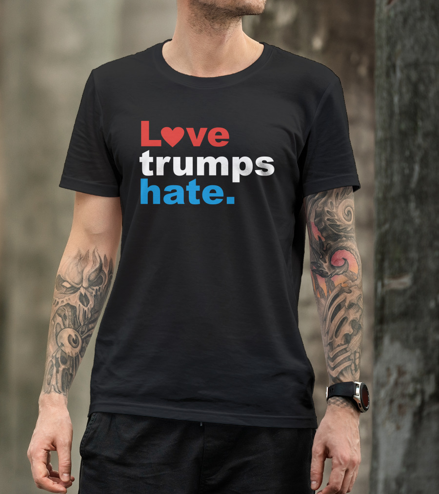 Love Heart Red Blue Trumps Hate T-Shirt