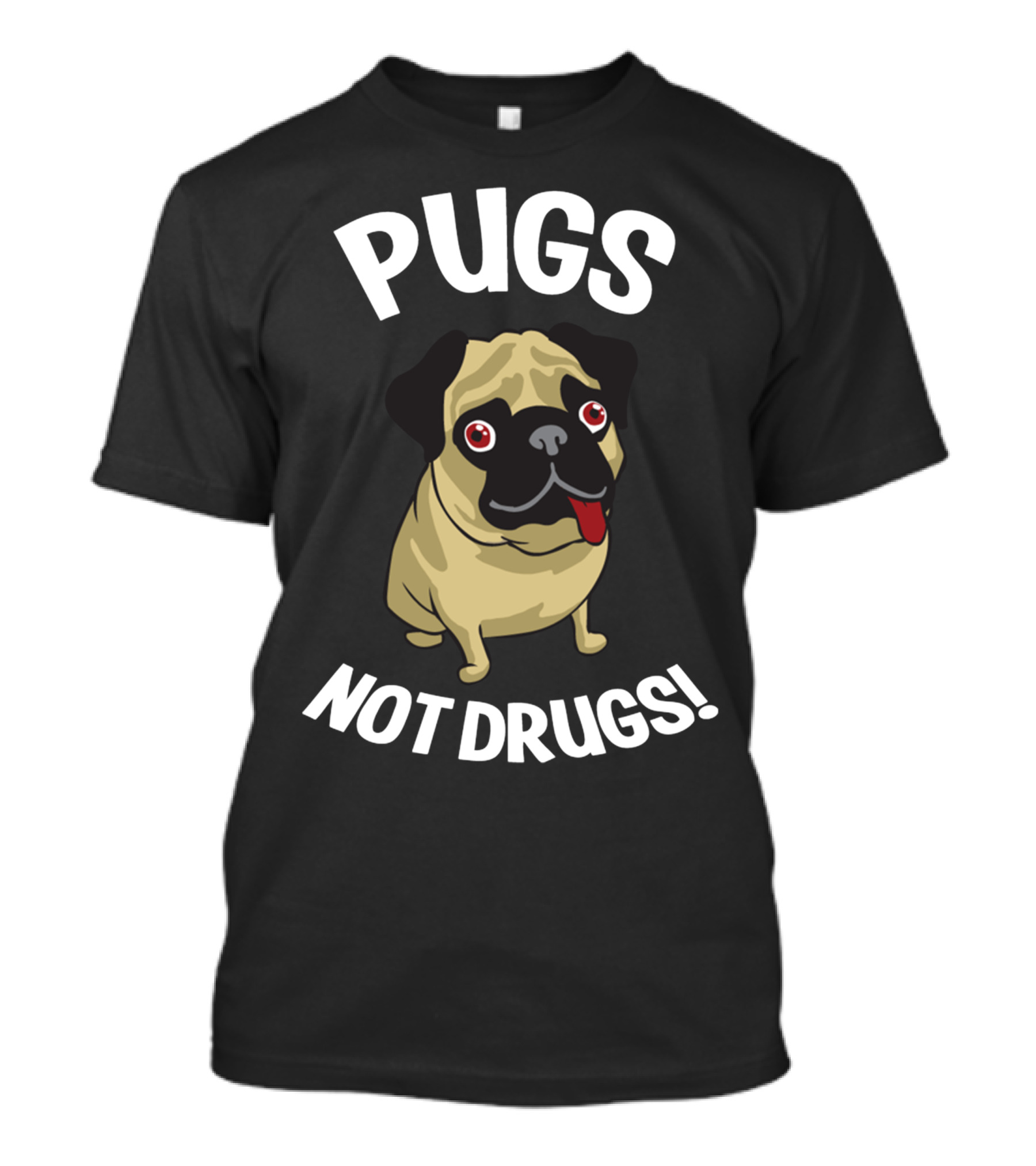 Pugs Not Drugs Cute Cartoon Pug Dog T-Shirt