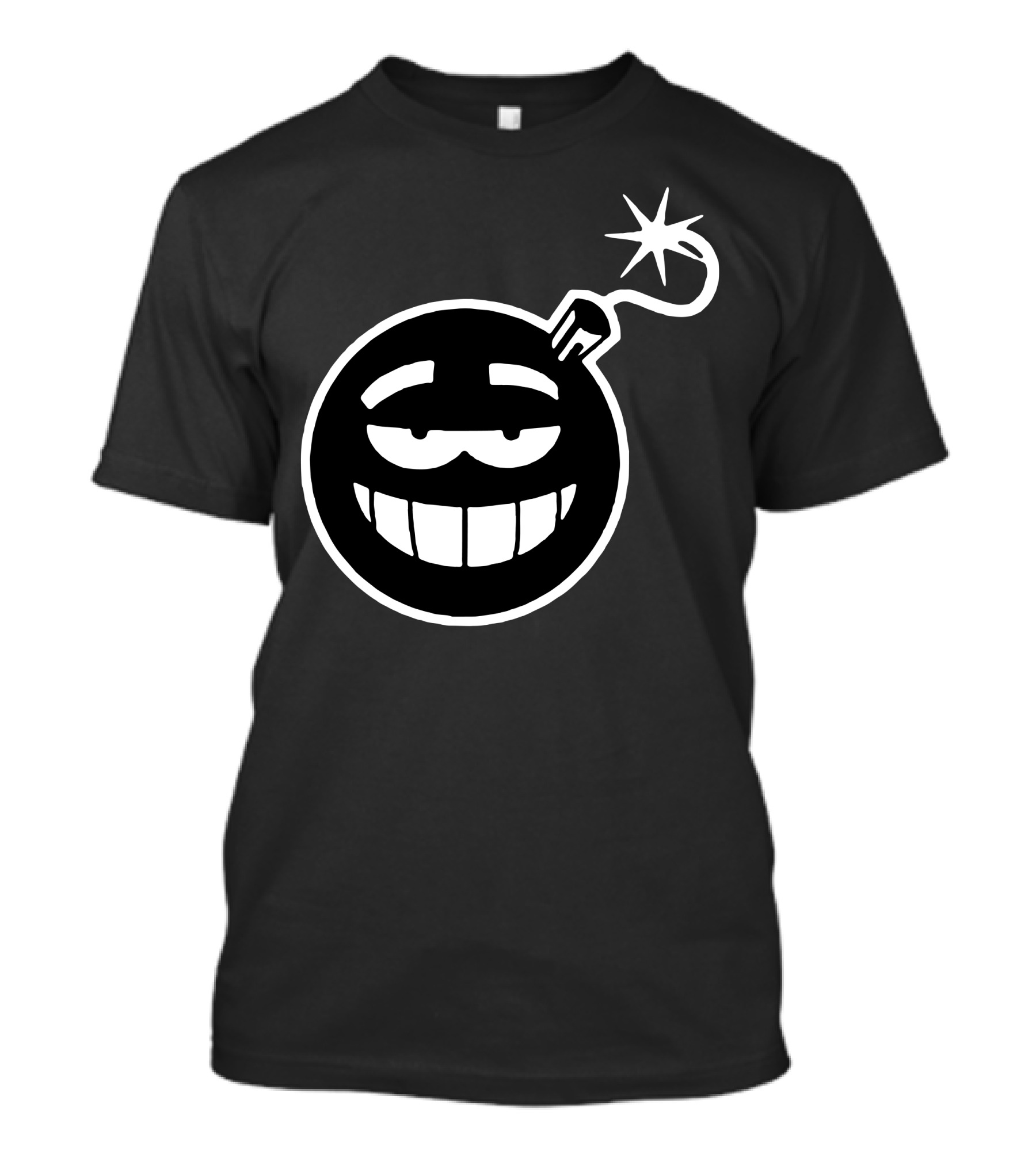 Smile Bomb Grinning Cartoon Face With Lit Fuse Emblem T-Shirt