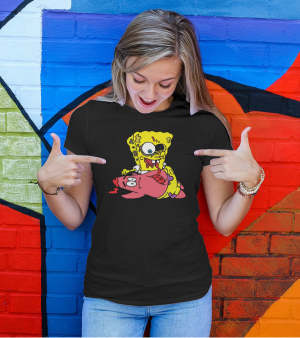Spongebob Zombie Game Over Funny Cartoon Party Humor T-Shirt