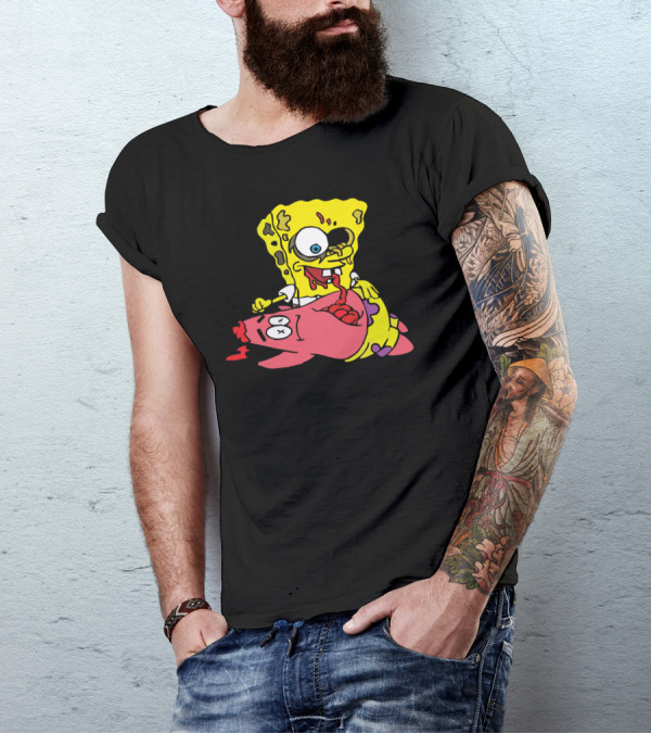 Spongebob Zombie Game Over Funny Cartoon Party Humor T-Shirt