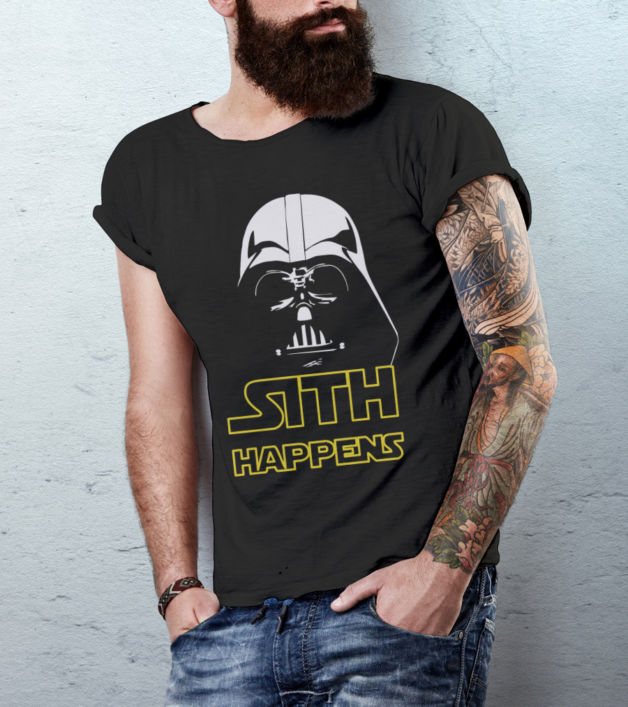 Star Wars Darth Vader Sith Happens Black Graphic Iconic Text Fandom T-Shirt