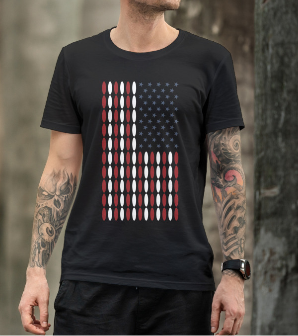 Surf To Live American Flag Surfboard T-Shirt