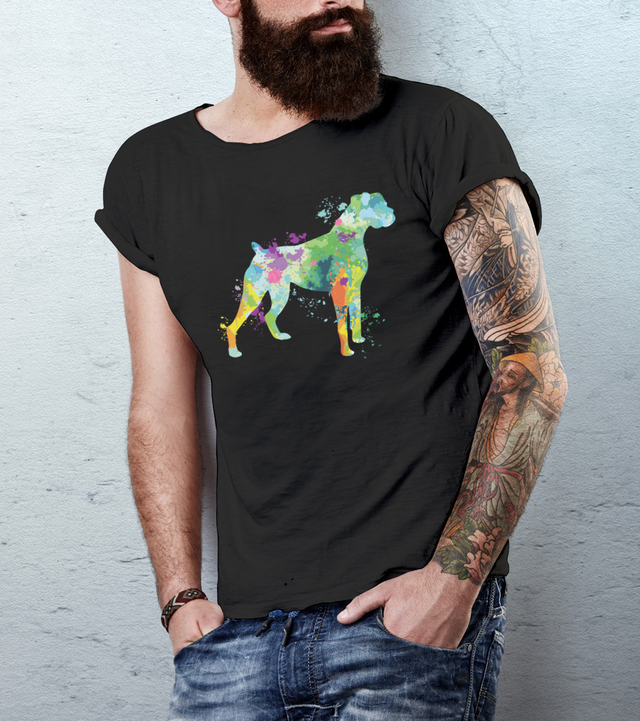 Watercolor Love Colorful Dog Splash Paint T-Shirt