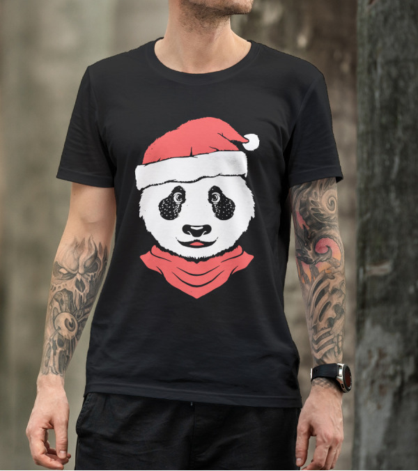 Christmas Panda Santa Hat T-Shirt