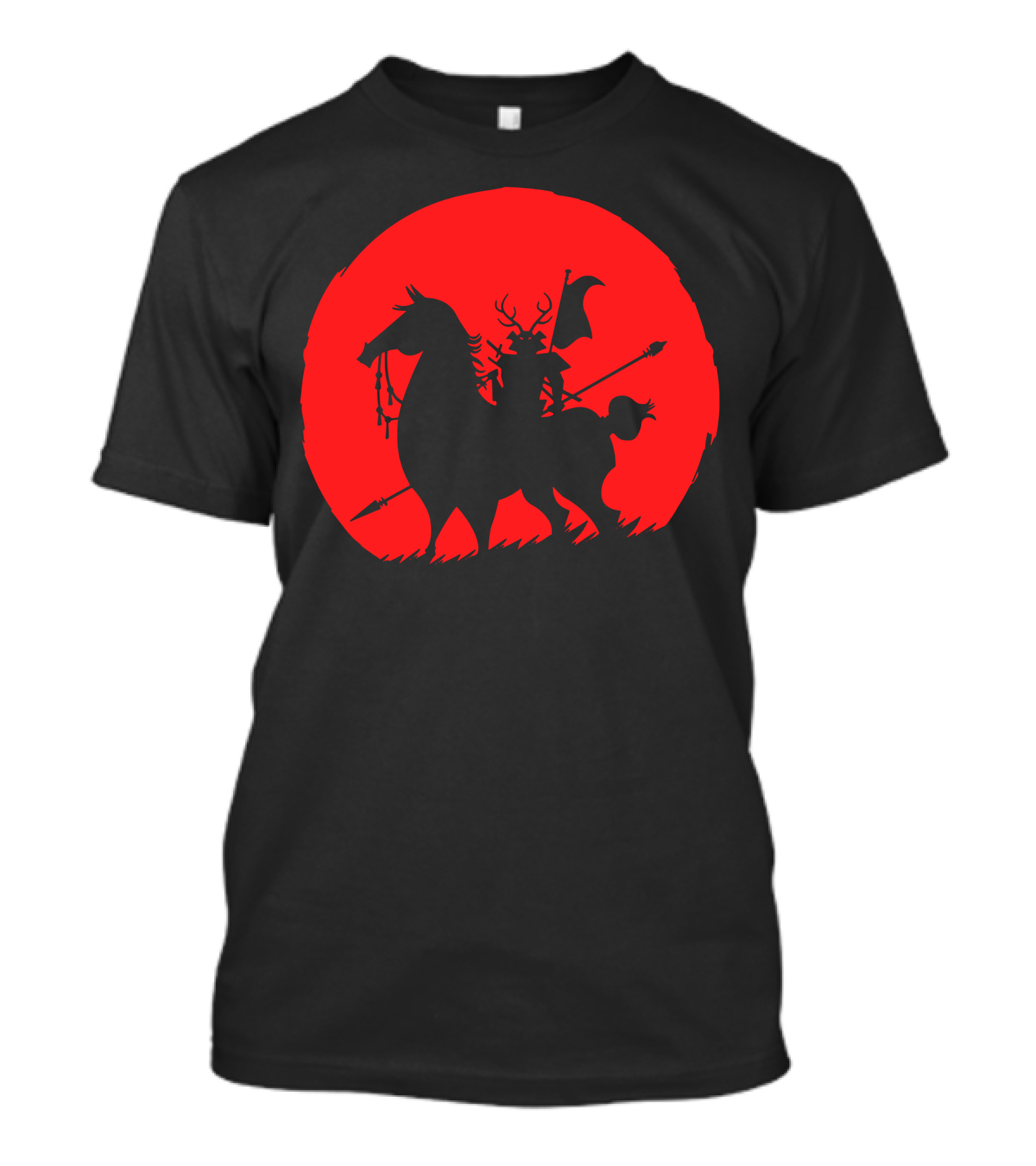 Aku Samurai Silhouette Against Red Moon T-Shirt