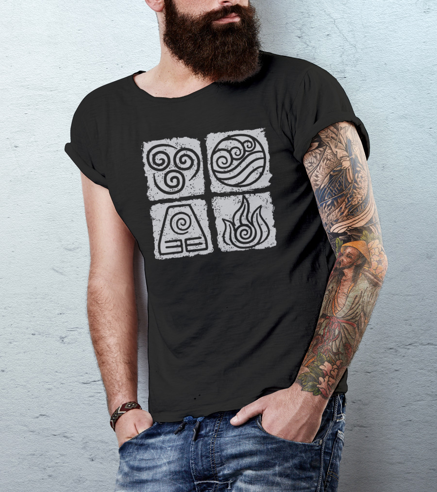 Avatar The Last Airbender Element Symbols Water Earth Fire Air T-Shirt