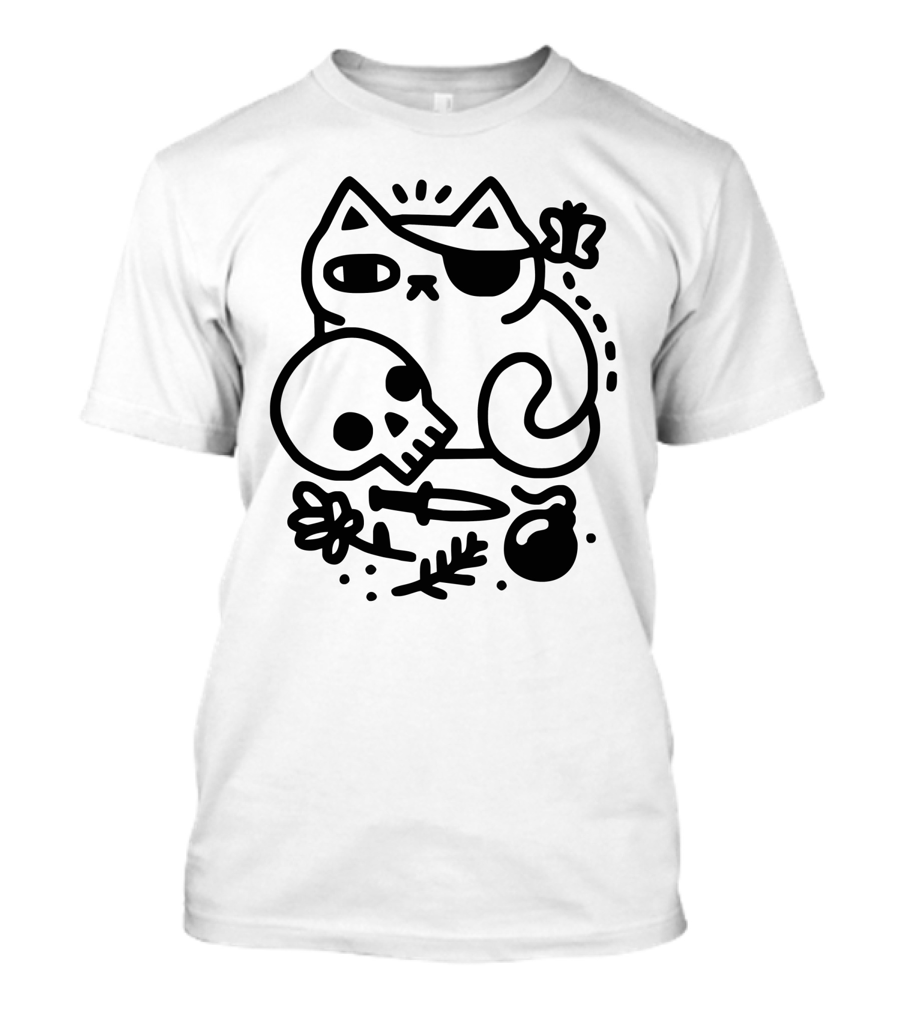 Badass Cat With Skull And Dagger T-Shirt