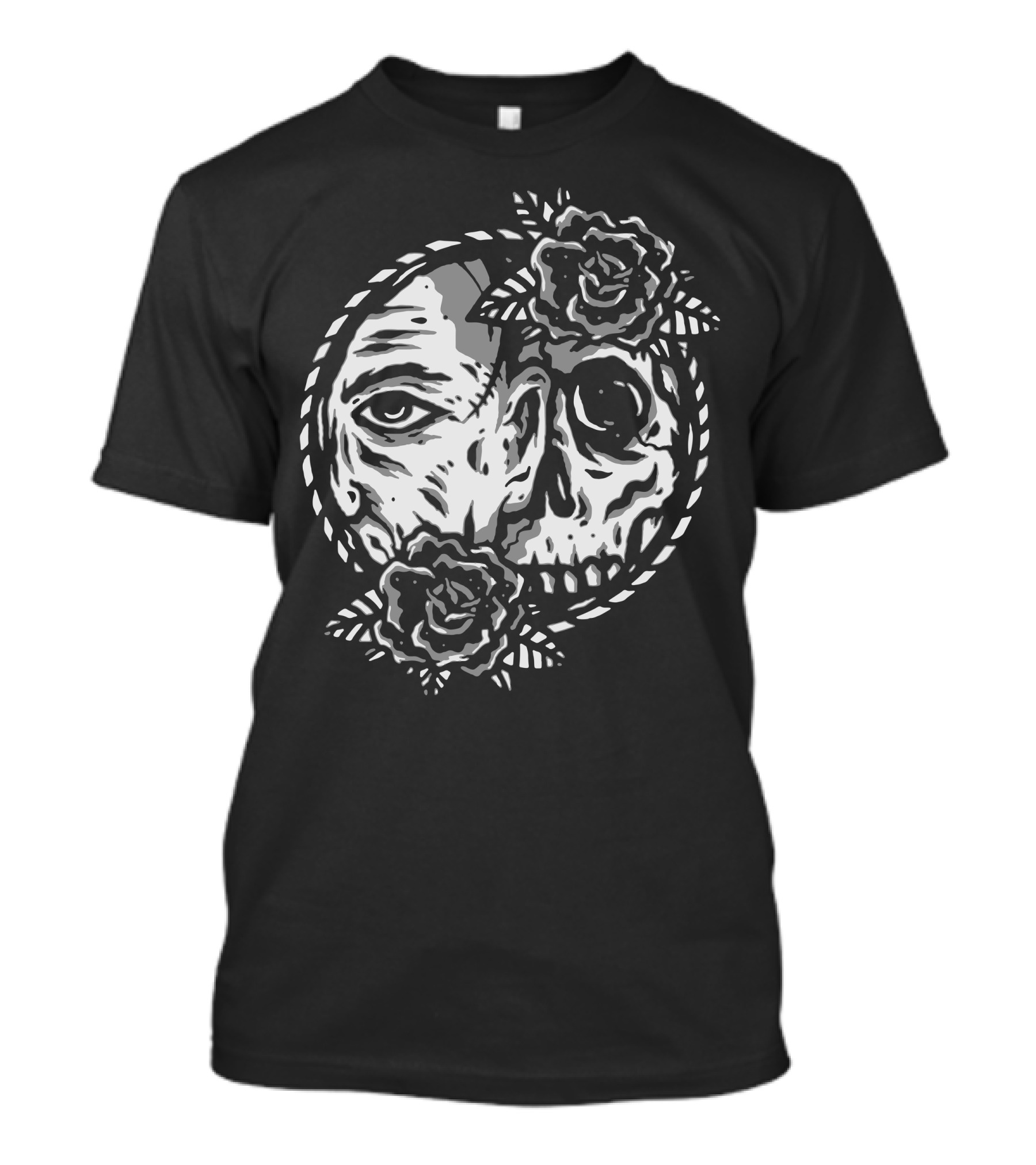 Behind Human Skull Rose Eye T-Shirt