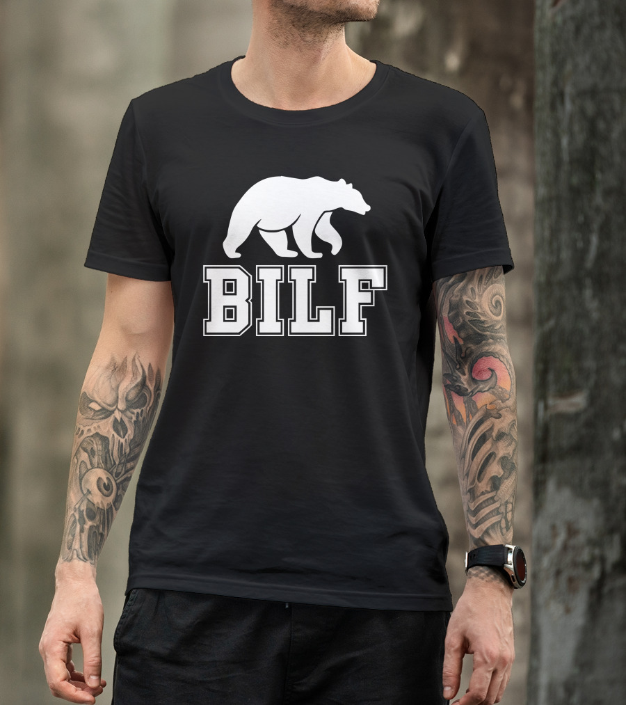 BILF Bear Silhouette Bold Lettering T-Shirt