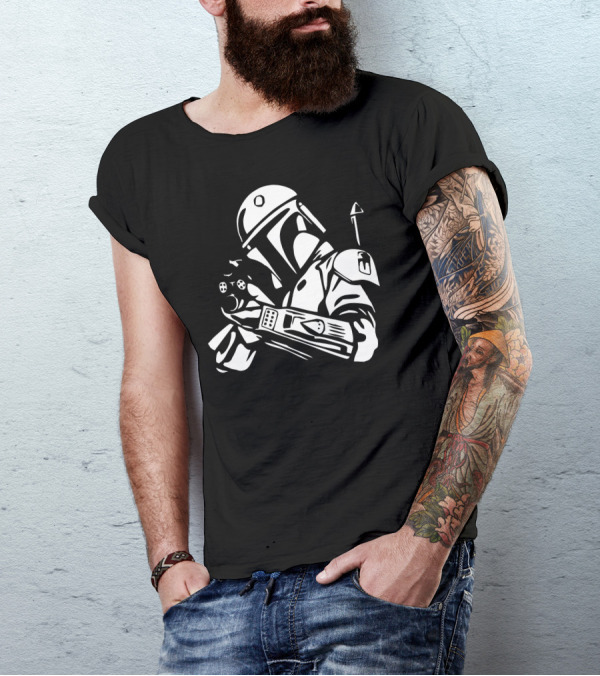 Bobba Fett Gaming Console Controller Bounty Hunter T-Shirt