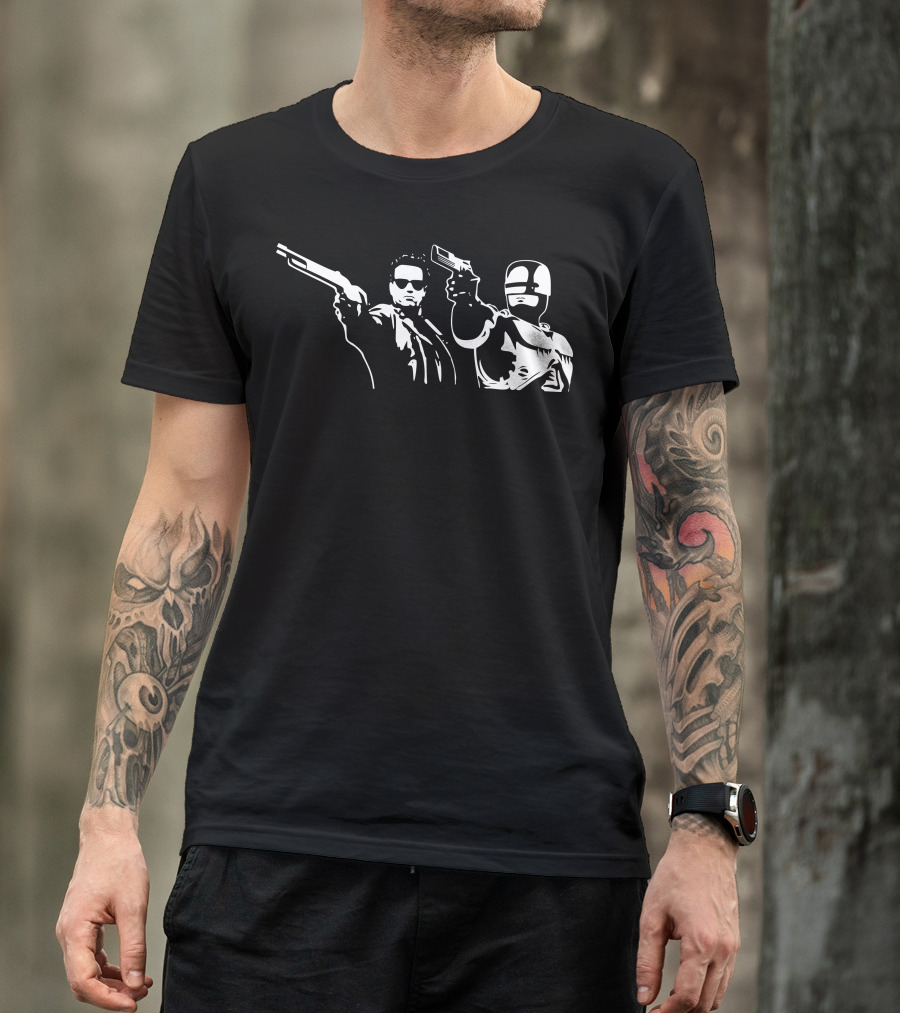 Pulp Bot Fiction Robots Showdown T-Shirt